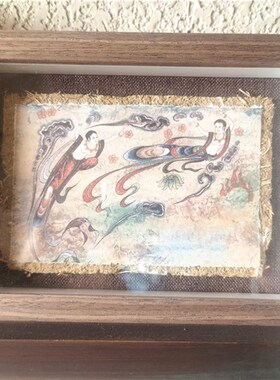 敦煌文创泥板画墙皮画莫手窟壁画飞天画绘装饰画泥皮高礼品桌面摆