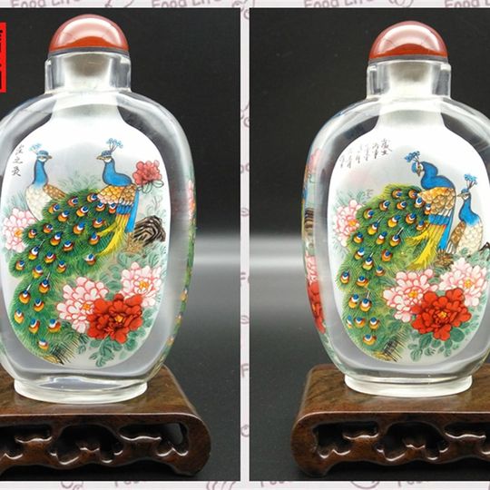 Botella de rapé pintada en el interior especial de Hengshui con características creativas y juego de regalo artesanal de cristal puro hecho a mano colección de piezas Y Asuntos Exteriores