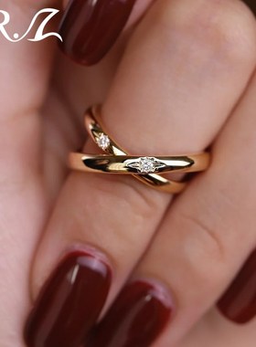 Z先生原创925银星芒培育钻石情侣戒指轻奢时尚简约求.婚订婚对戒