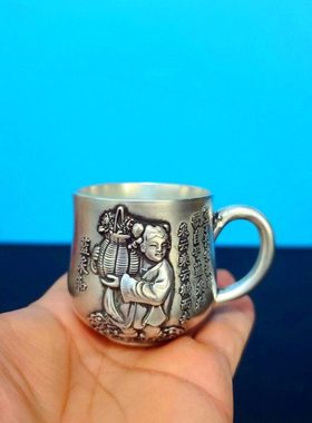 白铜八仙杯子摆件供器五供水杯供水碗家居摆件铜器工艺品佛具