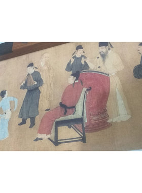 十大传世名绢韩熙载夜宴图中式客厅背景宣画布墙纸喷绘装饰挂画