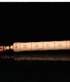 桃木雕刻文昌笔内附文昌图竹节书桌挂件笔可打开桃木文昌笔摆件