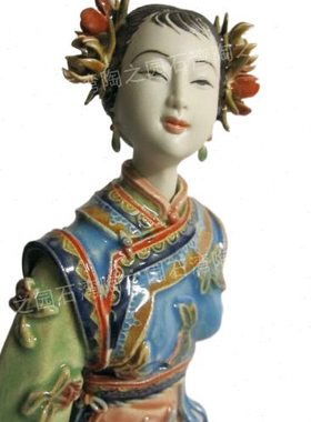 石湾公仔陶瓷林乃河精品系列家居装饰摆件送礼人物花鸟纯手工桌面