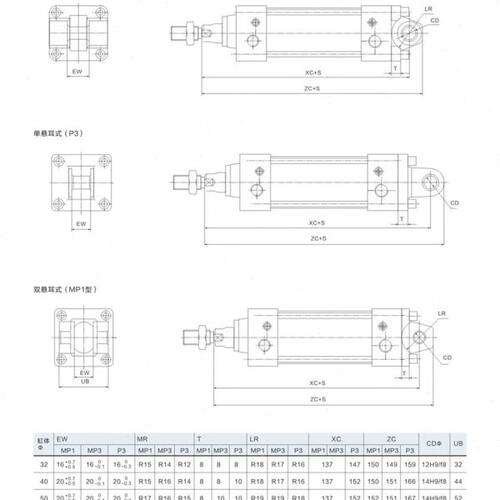 JPC杰菲特气缸QGBQ-80/100-20/25/50/75/100/125-MF1/MT4/MF2/MS2 - 图0