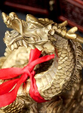 泰山福缘阁避火龙铜祥龙戏珠神龙吸水摆件家居书房办公室家居