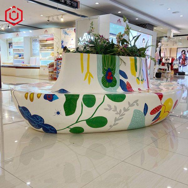 商场彩绘座椅玻璃钢座椅艺术椅定制卡通图案心形带花盆休闲等候椅,淘宝优惠券,粉丝福利购,淘宝优惠卷