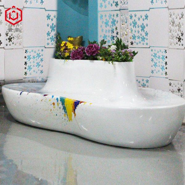 商场彩绘座椅玻璃钢座椅艺术椅定制卡通图案心形带花盆休闲等候椅,淘宝优惠券,粉丝福利购,淘宝优惠卷