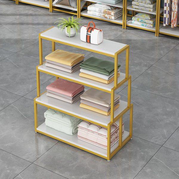 家纺店中岛货架被子四件套被芯枕头展架家纺布料矮柜床上用品架子,淘宝优惠券,粉丝福利购,淘宝优惠卷