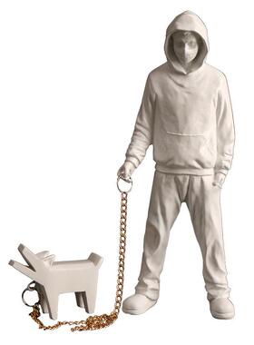 创意件摆件现代抽象人遛狗班克西家物居车载人摆件办0000公摆饰品