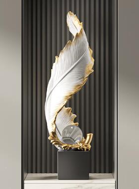 羽毛艺术饰入户玄关装摆件轻高档客厅奢电柜办公视室12345678落地