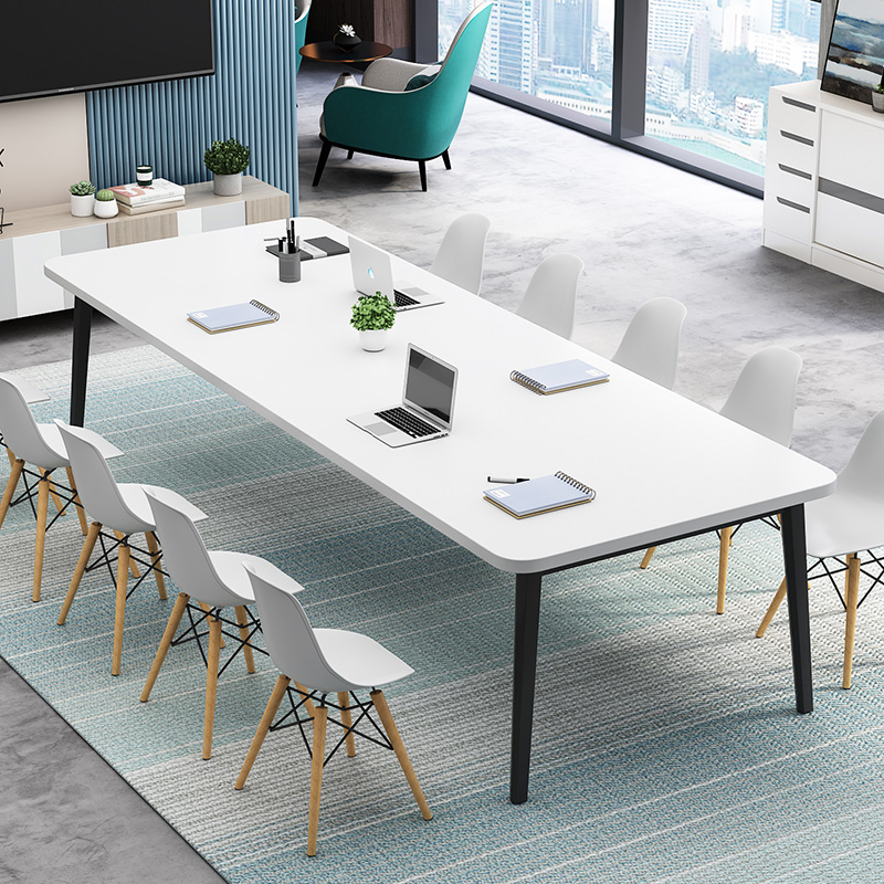 会议桌简约现代小型洽q谈办公桌培训桌职员长条桌椅组合长桌工作 - 图0