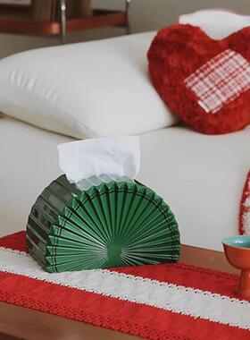 现代轻PQY奢巾高扇子纸盒创意摆件板间酒档店民宿客厅茶几家居样