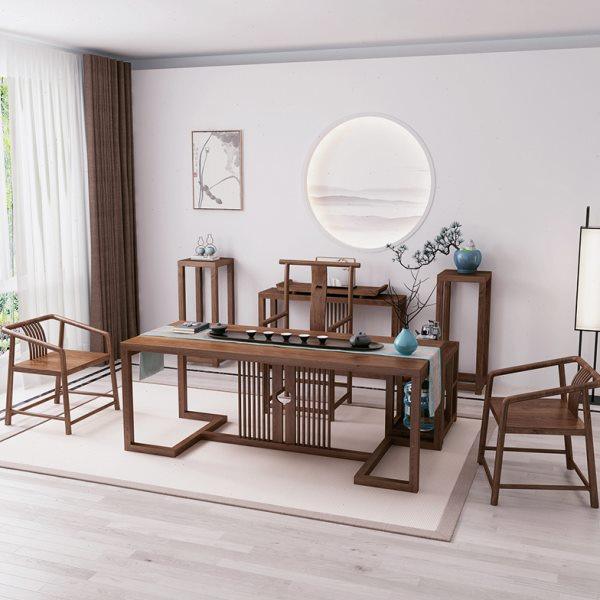 新中式简约家用实木茶桌现阳台功夫白蜡木榆木茶台泡茶桌椅组合,淘宝优惠券,粉丝福利购,淘宝优惠卷