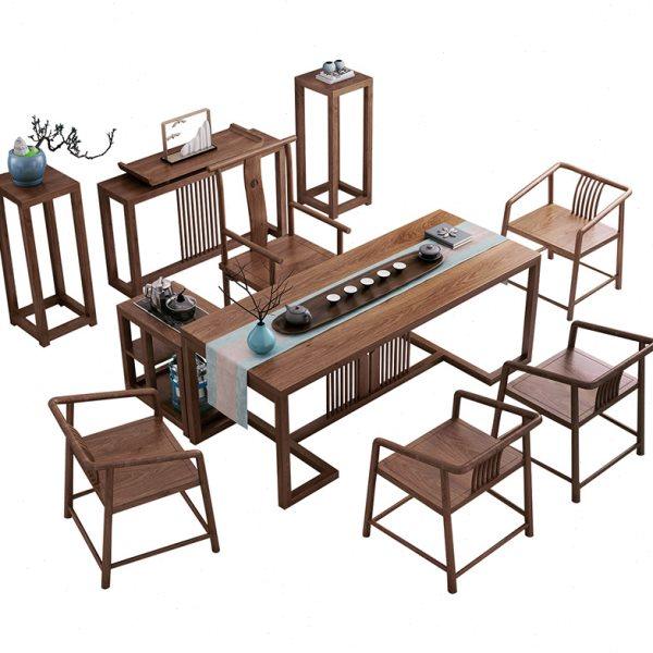 新中式简约家用实木茶桌现阳台功夫白蜡木榆木茶台泡茶桌椅组合,淘宝优惠券,粉丝福利购,淘宝优惠卷