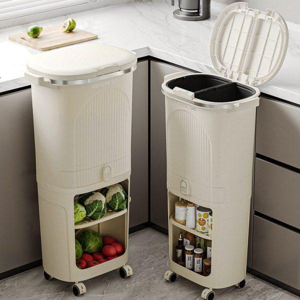 厨房垃圾桶家用大号双层2025新款大容量日式干湿分离置物架垃圾桶,淘宝优惠券,粉丝福利购,淘宝优惠卷