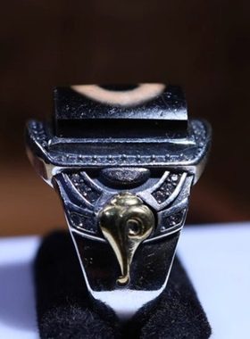 西藏天珠断珠改制镶嵌仿天珠戒指活口男女款藏式饰品民族风元素