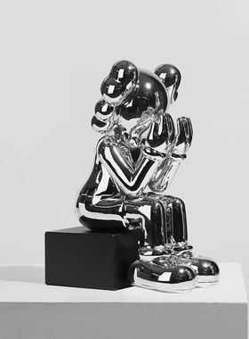 kaws暴力熊公仔客厅轻奢卡通小摆件电镀落地展厅创意大型雕塑装饰