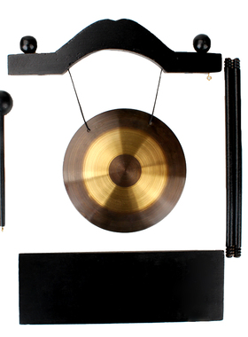 风水合金风铃小铜锣道具摆件复古木架吊铜锣家居装饰工艺品摆设