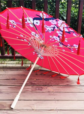 伞风流苏伞 女士汉服拍照道具花伞走秀古 伞代古装古复古结婚红伞