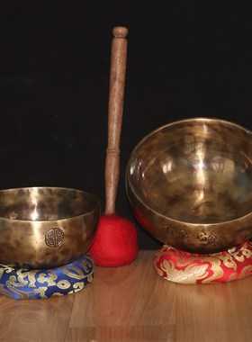 满月钵尼泊尔手工铜磬西藏佛音碗冥想瑜伽音疗愈佛音钵摆件钵盂碗