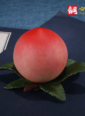 全铜福寿桃摆件工艺品玄关客厅酒柜蟠桃装饰品乔迁送长辈贺寿礼品