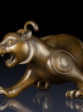 纯黄铜老虎摆件办公室铜老虎装饰品家居饰品生肖虎工艺品礼品摆件