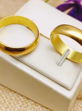 纯黄铜光面戒指圈圈 死口手工闭口指环古法男女情侣X对戒日韩圆形