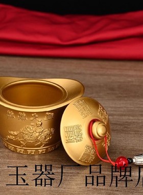 纯铜避火麒麟元宝盆厨房在东北角化解黄碎石辟壁必火龙罐黄铜摆件