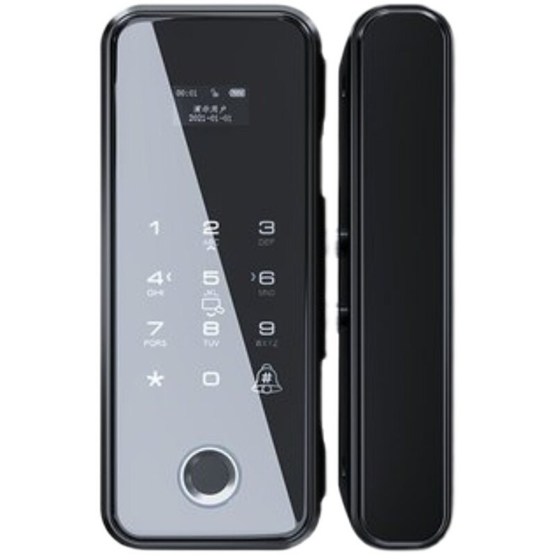 Chengdu installation of glass door fingerprint lock without hole opening office smart electronic password lock double door attendance access control