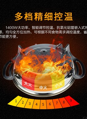宜中电煎锅多功能家用烙饼锅不锈钢电饼铛烤肉电平底锅不粘锅插电