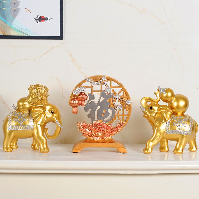 葫芦大象招财摆件客厅酒柜电视柜创意玄关家居装饰礼物Z桌面工艺 - 图1