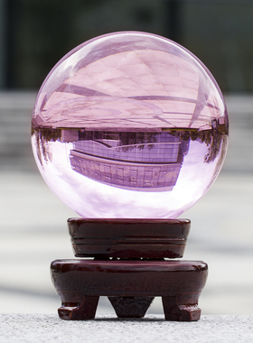 透明粉水晶球K9人造水晶球招财风水球家居摆件转运球魔术球摄影球