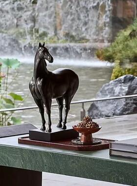 中古色风古白马雕摆件家塑复居饰品白马客RZLN02厅酒店电视柜装饰