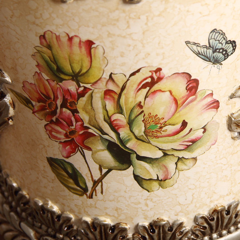 家用欧式客厅垃圾桶时尚创意x奢华复古树脂卧室茶几卫生间厨房无 - 图2