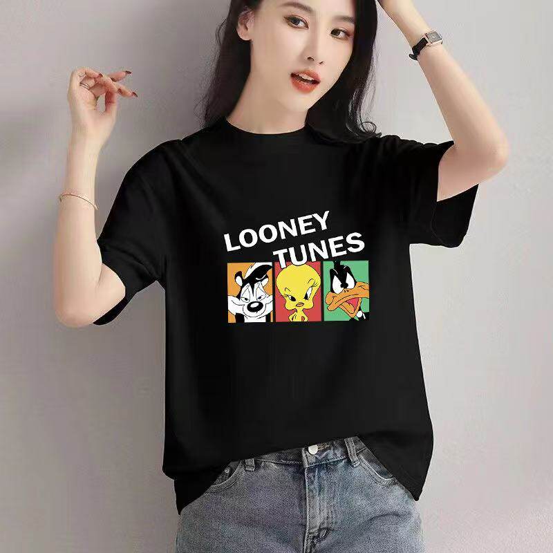 夏季时尚纯棉t恤男女装短袖韩版洋气宽松ins圆领半袖上衣0