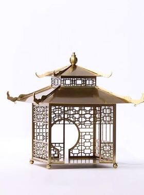 新中式镂空金属宫殿宝感塔摆件QNS楼售饰处酒店客厅展示柜高级装