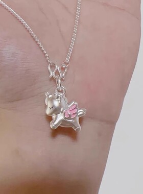 S925纯银独角兽锁骨链女友礼物
