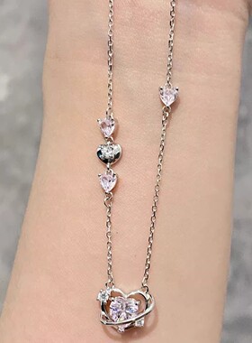 S925纯银恋爱心跳锁骨链送女友