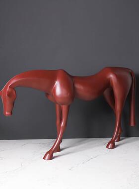 物北欧简约样色板房BNJ玄关电视柜树脂动饰蓝色红马雕塑摆件家居