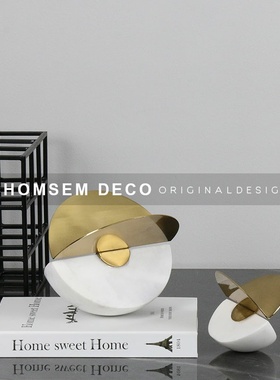 简约现代轻奢白色拼接圆球体摆设品创意艺术软装饰品家居桌面摆件