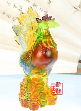 琉璃公鸡创意工艺品家装饰品客厅房间摆件电视柜家居桌面可爱摆设