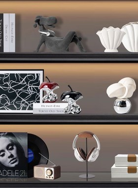 新中式软装黑金色花瓶高级感展示柜餐边K柜酒柜摆件轻奢高档艺术