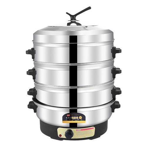 不锈钢商用电蒸锅大功率多用多层电蒸笼上蒸下煮开关按钮定时器 - 图1