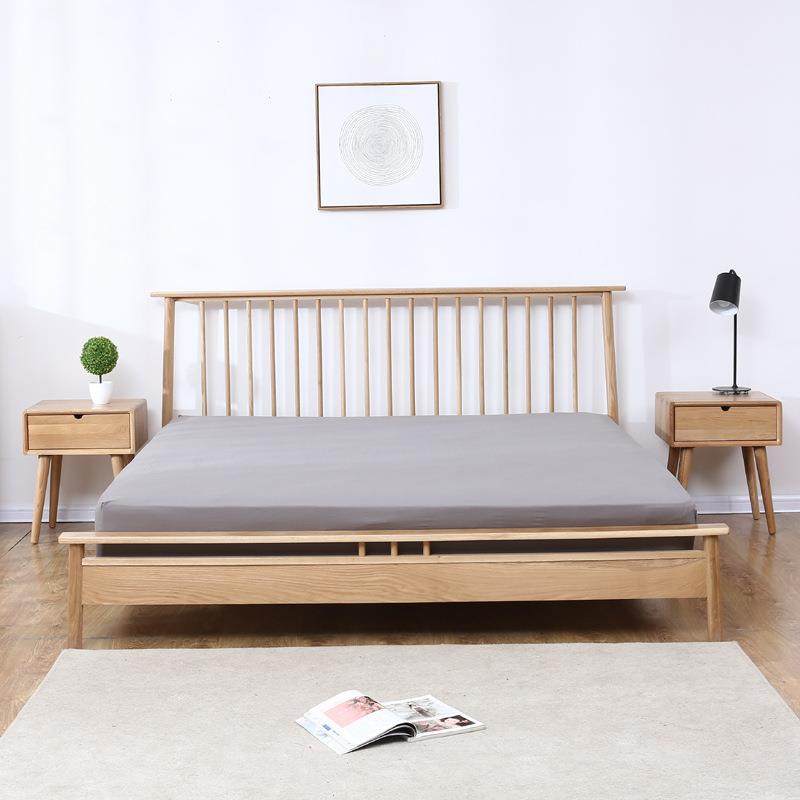 北欧实木床现代简约原木1.8米1.5单双人纯日式全橡木婚床主卧家具,淘宝优惠券,粉丝福利购,淘宝优惠卷