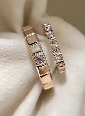 明星张凌赫同款男女情侣对戒92z5银肖邦小冰块玫瑰金订婚戒指礼物