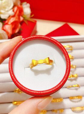 【48小时发货】【买一送一】沙金戒指女仿真黄金色满天星爱心戒子