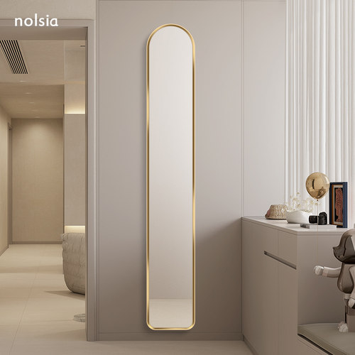 法式设计感全身镜可挂式超细极窄全身镜不规则防爆玻璃镜子全身镜 - 图1