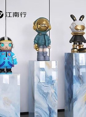 岩板立柱过道走廊入户玄关落地摆件大理L石底座装饰品摆台置物架