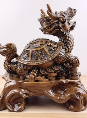义乌厂家财树脂檀木招财龙仿龟武摆玄K617件创意中式招工艺礼品