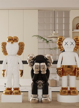 梦莎电镀咔咔熊雕塑芝麻街公仔轻奢KTV客厅酒吧芝麻街落地大摆件